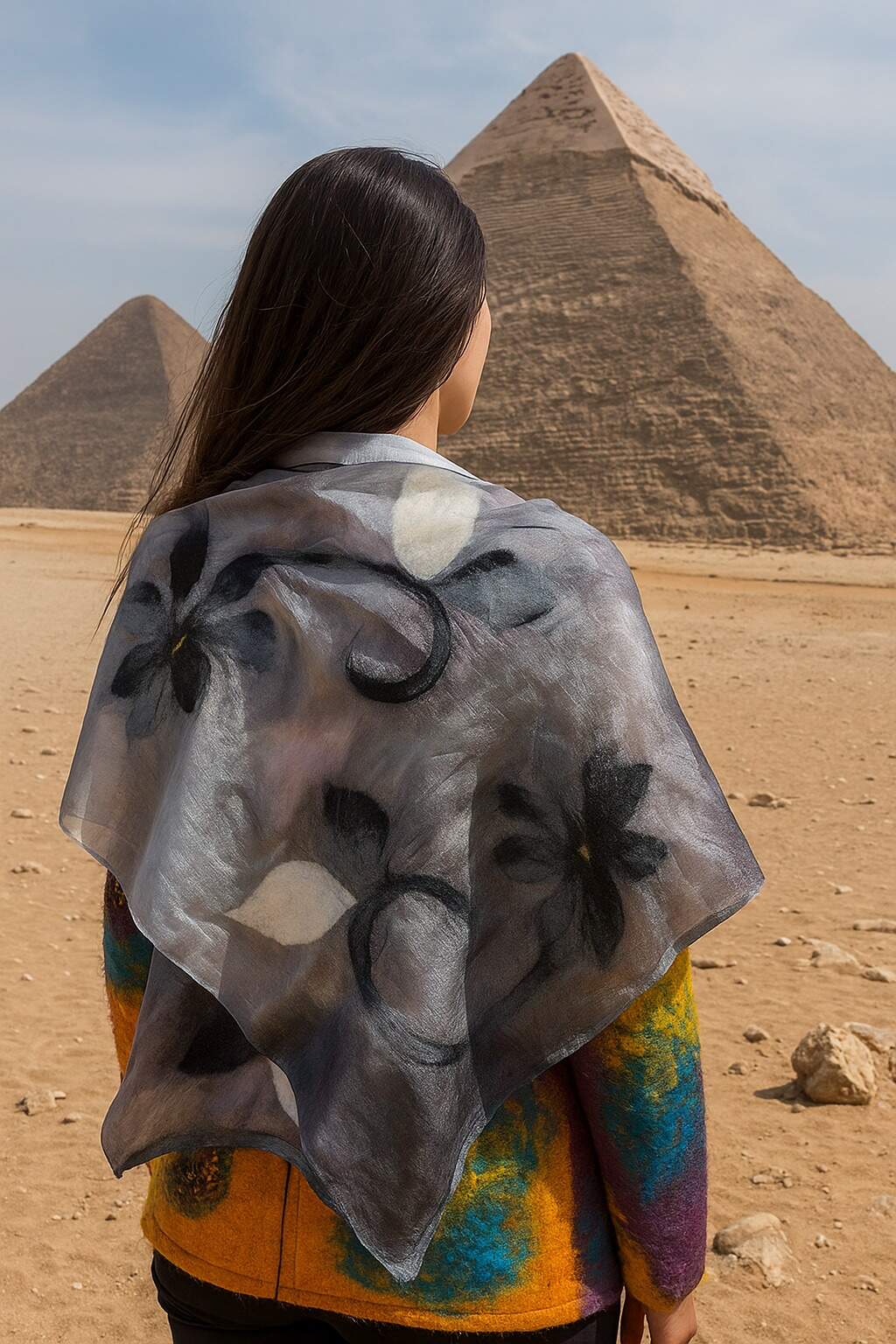 Çuğay Serisi İpek & Keçe Şal / Runner Gri