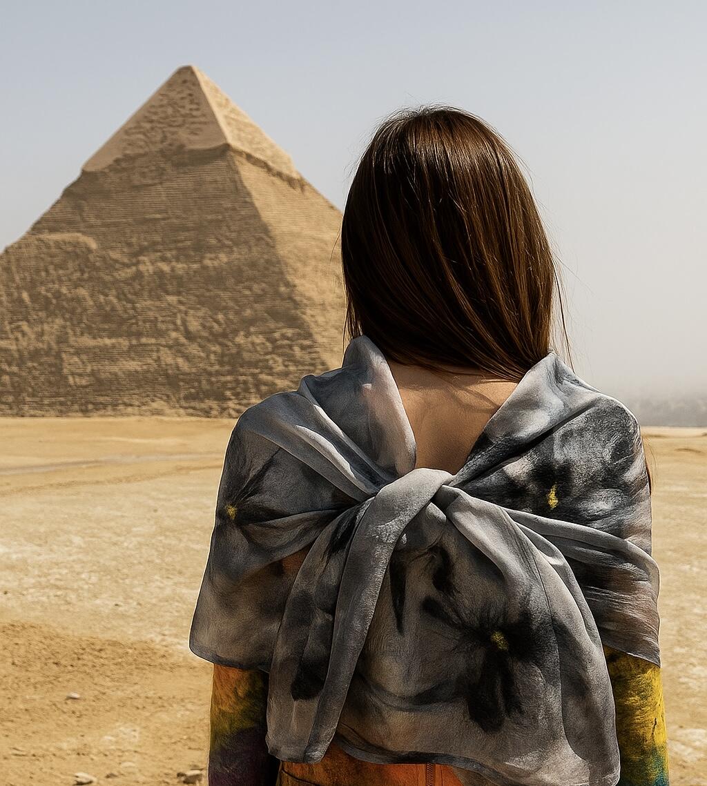 Çuğay Serisi İpek & Keçe Şal / Runner Gri