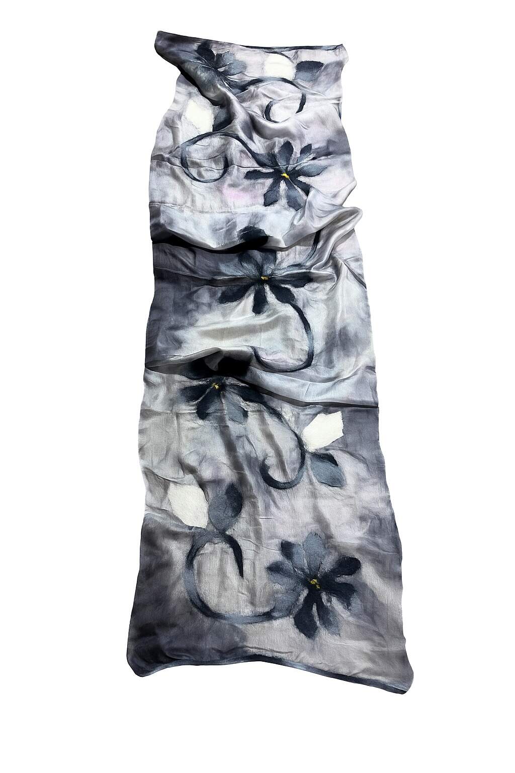 Çuğay Serisi İpek & Keçe Şal / Runner Gri