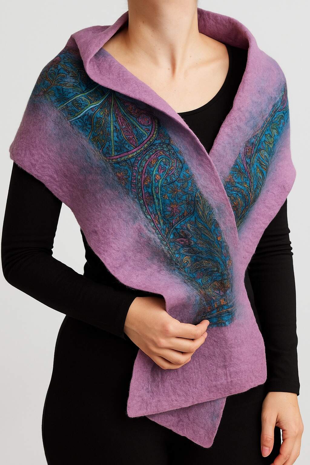 Doran Serisi Keçe & İpek Atkı / Runner Lila