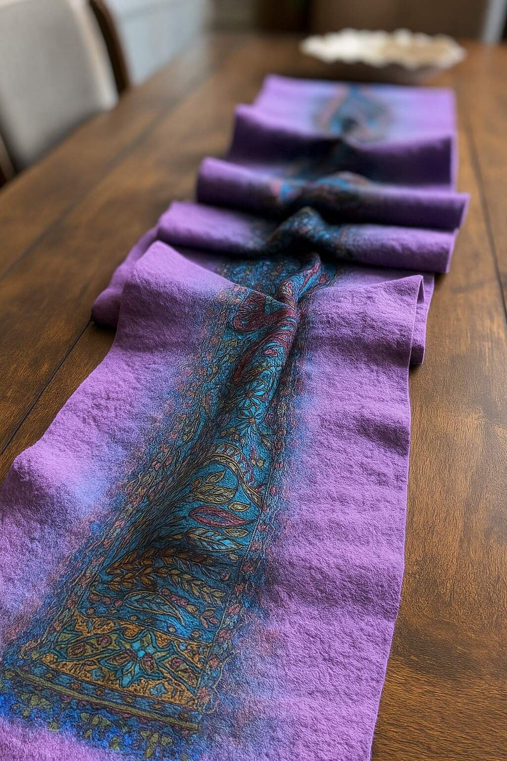 Doran Serisi Keçe & İpek Atkı / Runner Lila