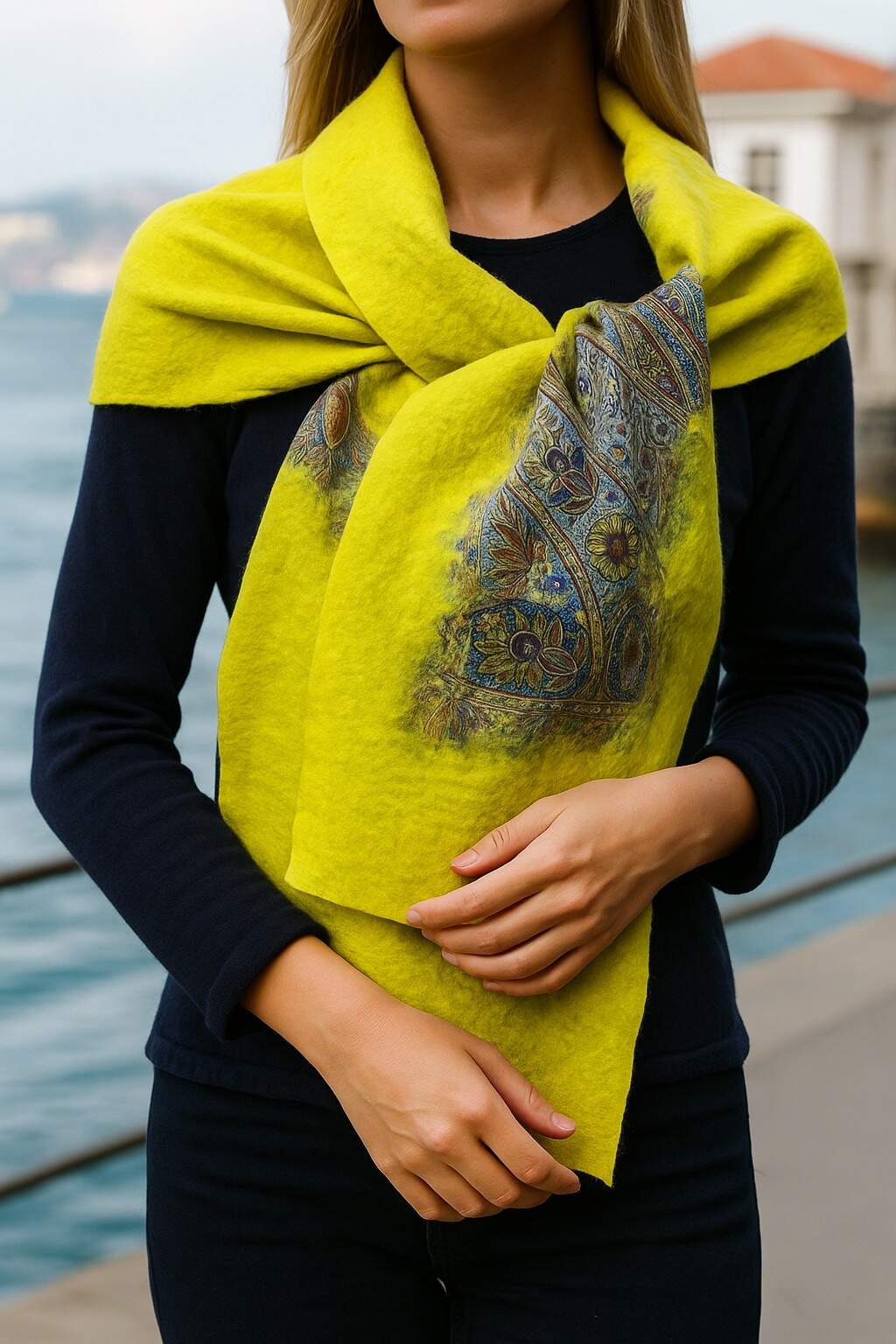 Doran Serisi Keçe & İpek Atkı / Runner Neon Sarı