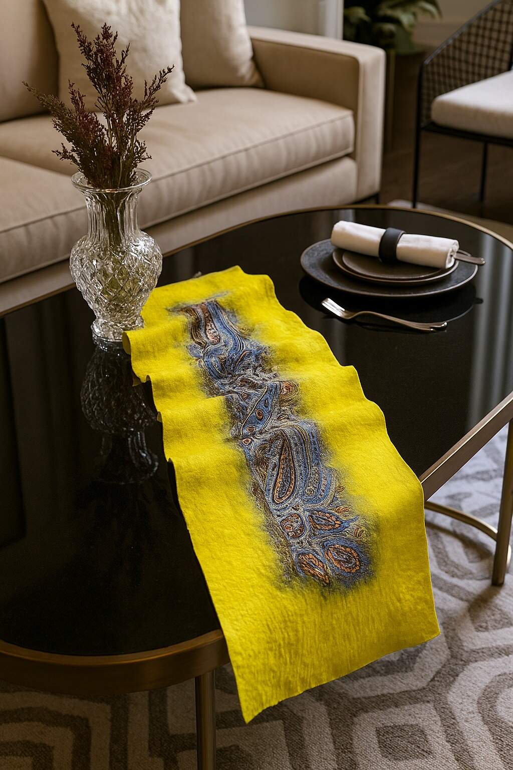 Doran Serisi Keçe & İpek Atkı / Runner Neon Sarı