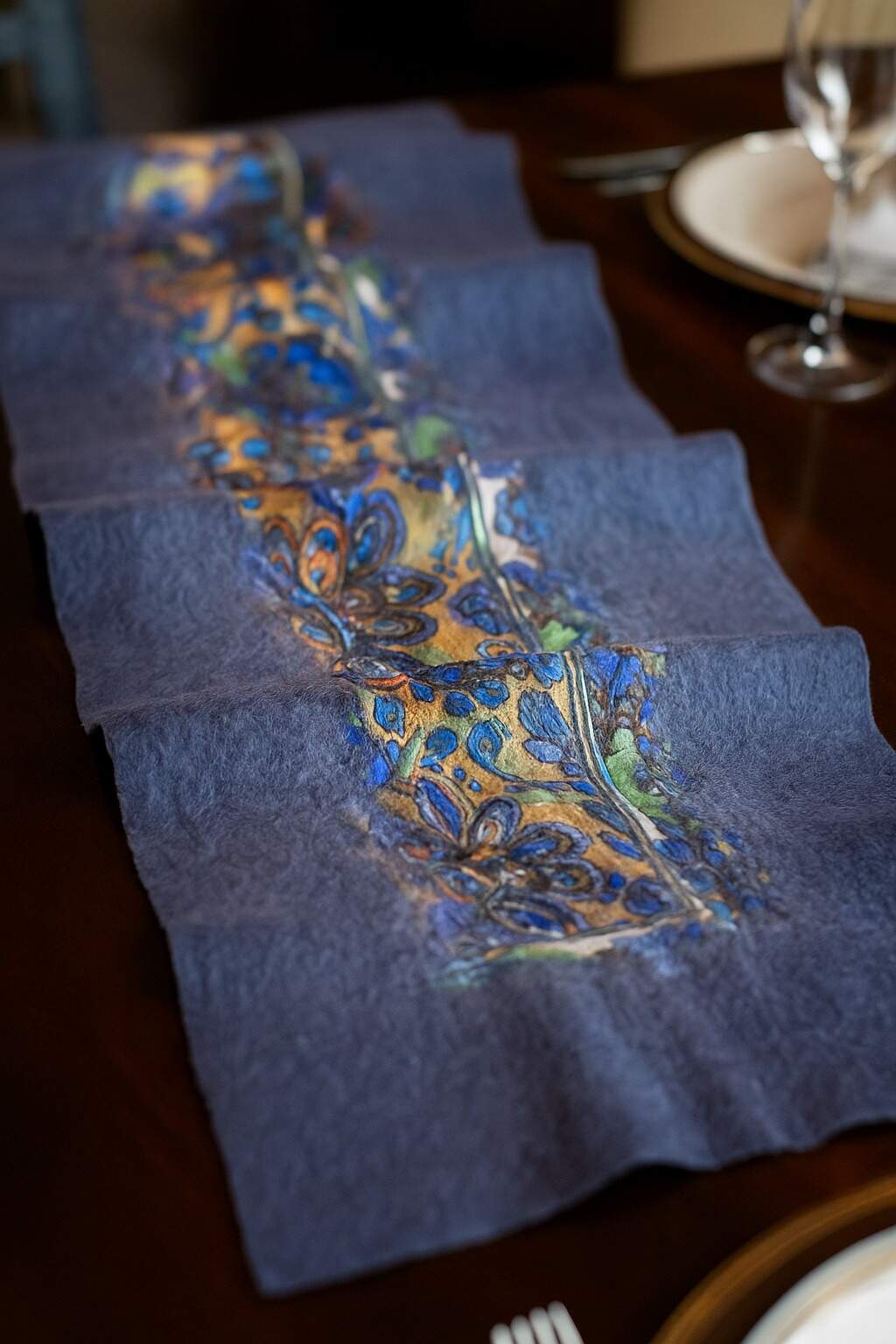 Doran Serisi Keçe & İpek Atkı / Runner Gri