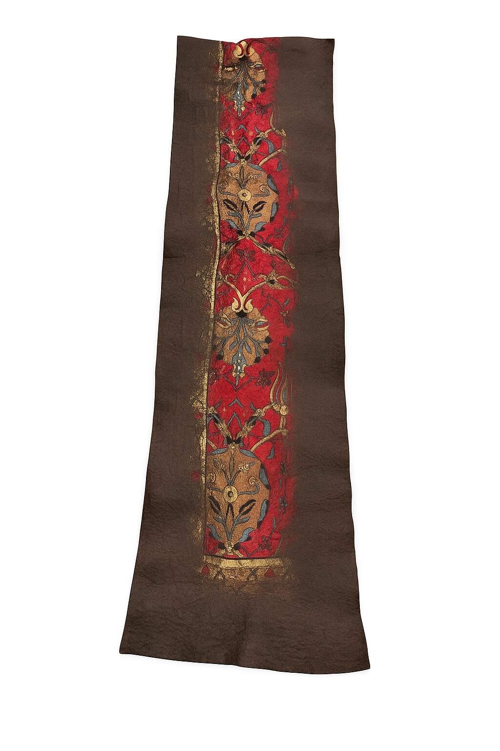 Doran Serisi Keçe & İpek Atkı / Runner Kahve