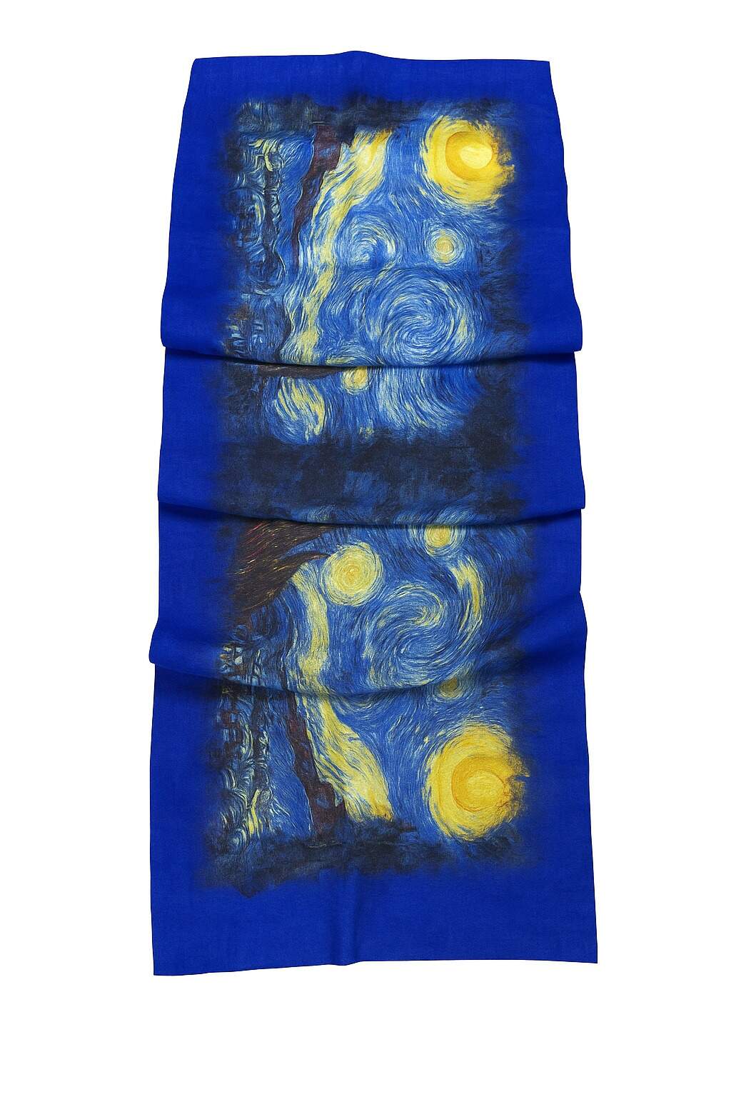 Uzan Serisi Starry Night (Vincent Van Gogh) İpek & Keçe Şal / Runner Saks