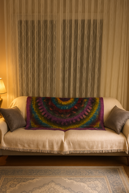 Buldan Serisi Keçe Masa Örtüsü, Koltuk Şalı, Duvar Panosu Fuşya