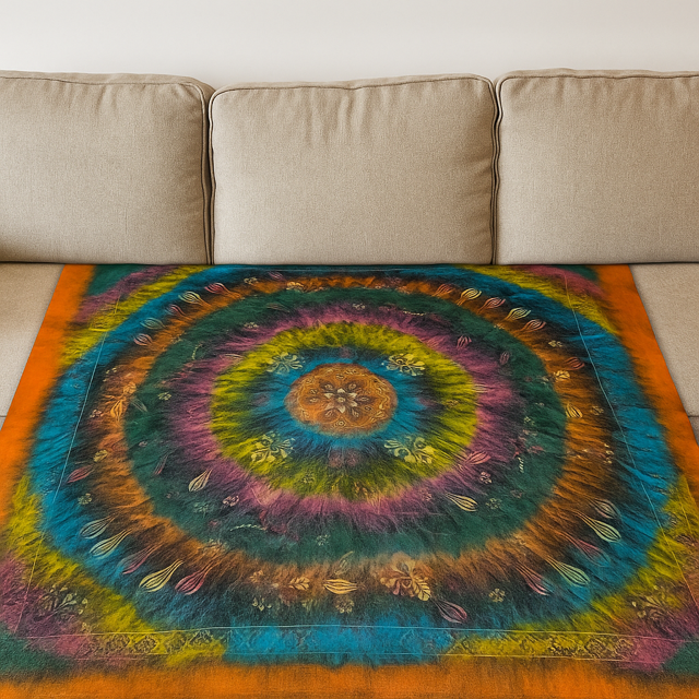 Buldan Serisi Keçe Masa Örtüsü, Koltuk Şalı, Duvar Panosu Turuncu