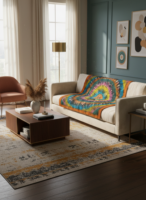 Buldan Serisi Keçe Masa Örtüsü, Koltuk Şalı, Duvar Panosu Turuncu