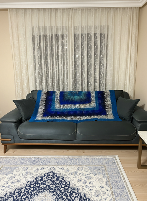 Bulçum Serisi Keçe Masa Örtüsü, Koltuk Şalı, Duvar Panosu Mavi