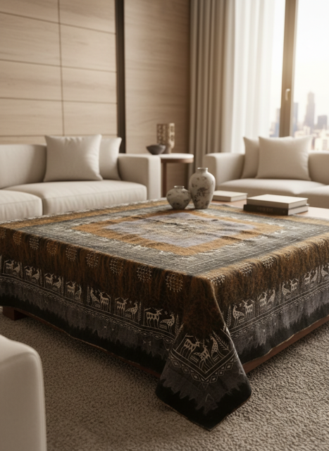 Bulçum Serisi Keçe Masa Örtüsü, Koltuk Şalı, Duvar Panosu Siyah