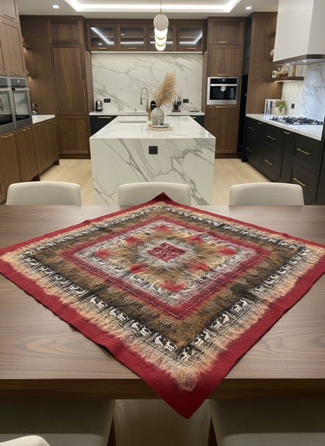 Bulçum Serisi Keçe Masa Örtüsü, Koltuk Şalı, Duvar Panosu Kırmızı