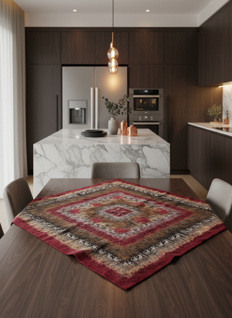 Bulçum Serisi Keçe Masa Örtüsü, Koltuk Şalı, Duvar Panosu Kırmızı