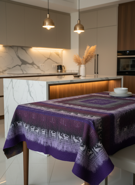 Bulçum Serisi Keçe Masa Örtüsü, Koltuk Şalı, Duvar Panosu Mor