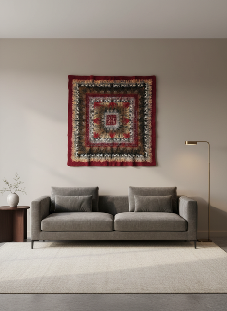 Bulçum Serisi Keçe Masa Örtüsü, Koltuk Şalı, Duvar Panosu Kırmızı