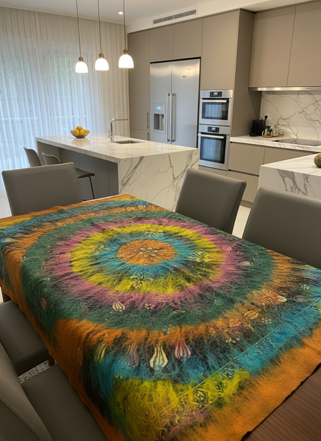 Buldan Serisi Keçe Masa Örtüsü, Koltuk Şalı, Duvar Panosu Turuncu