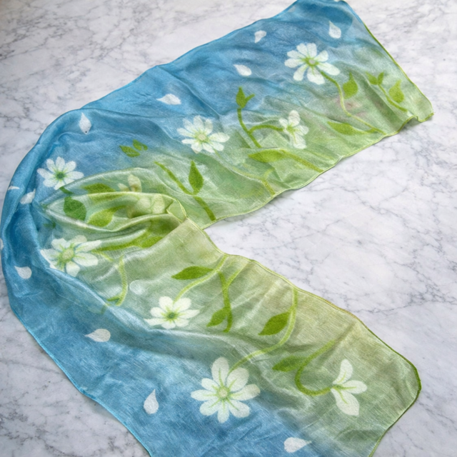 Çuğay Serisi İpek & Keçe Şal / Runner Su Yeşili