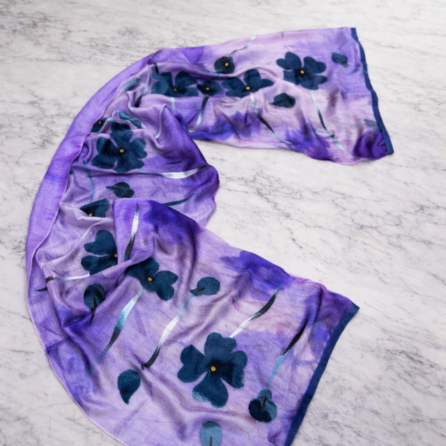 Çuğay Serisi İpek & Keçe Şal / Runner Mor