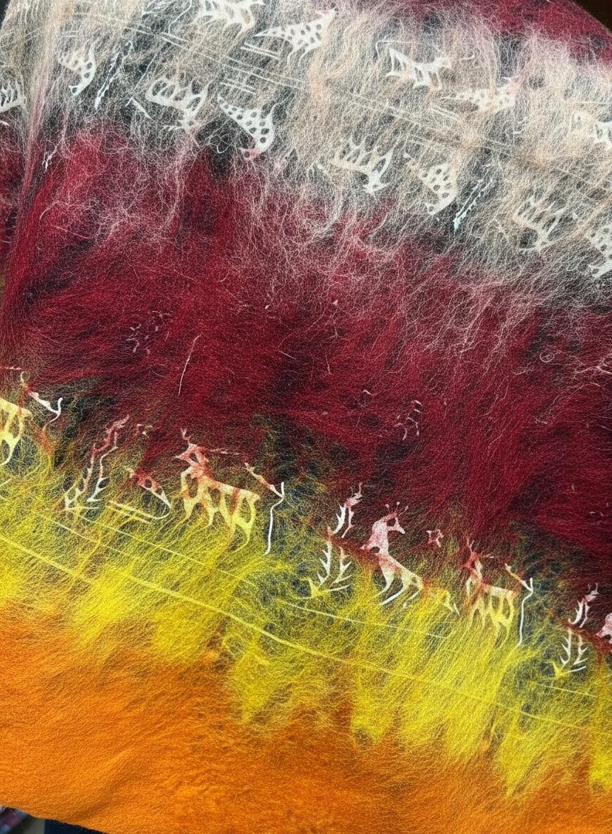 Hitit Serisi İpek & Keçe Şal / Runner Turuncu