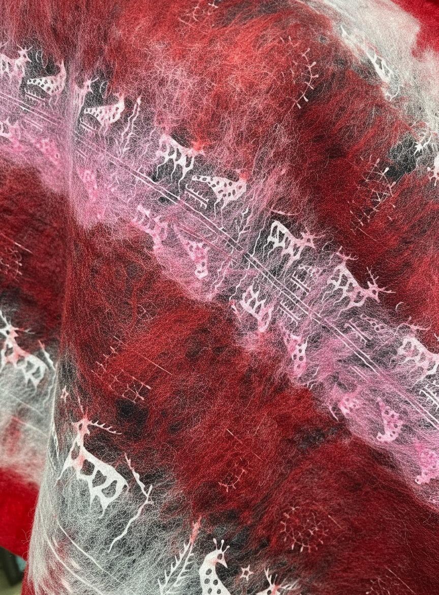 Hitit Serisi İpek & Keçe Şal / Runner Kırmızı