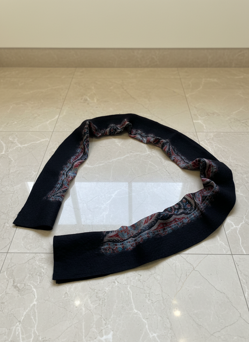 Doran Serisi Keçe & İpek Atkı / Runner Siyah