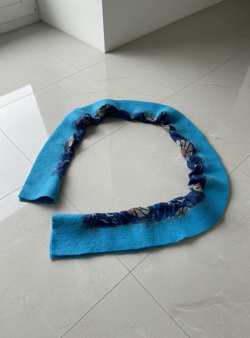 Doran Serisi Keçe & İpek Atkı / Runner Turkuaz