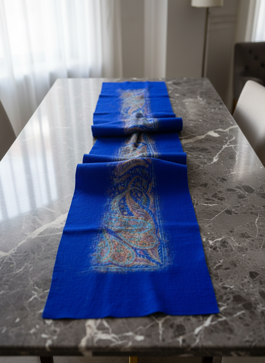 Doran Serisi Keçe & İpek Atkı / Runner Saks