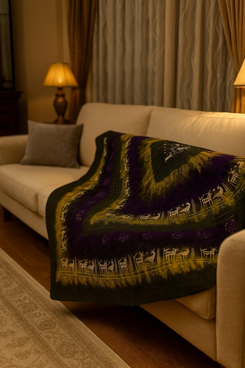 Bulçum Serisi Keçe Masa Örtüsü, Koltuk Şalı, Duvar Panosu Koyu Yeşil