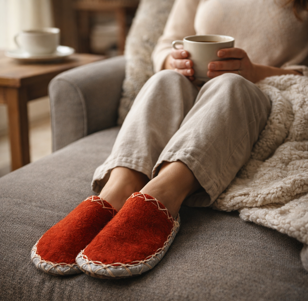 Kank Serisi Keçe Terlik Kırımızı 38-39 