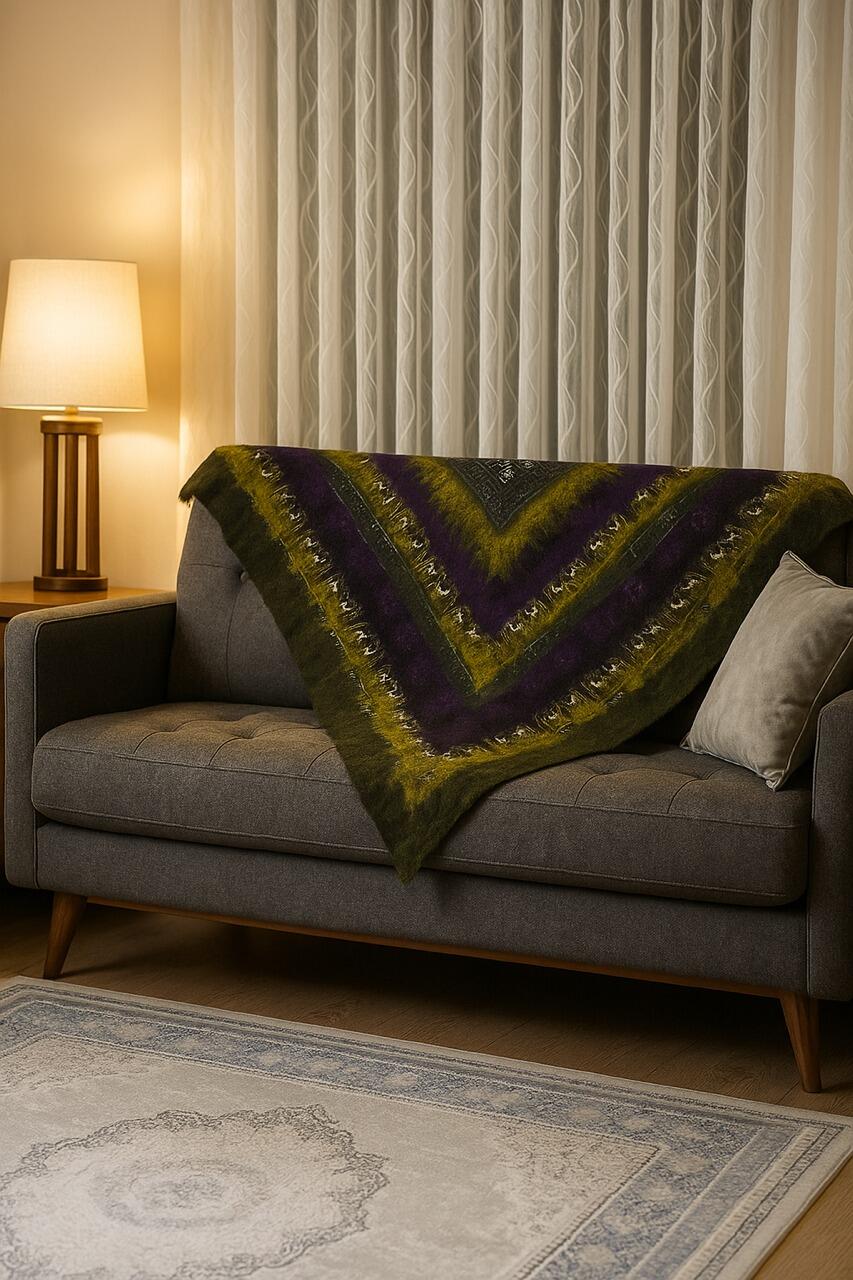 Bulçum Serisi Keçe Masa Örtüsü, Koltuk Şalı, Duvar Panosu Koyu Yeşil