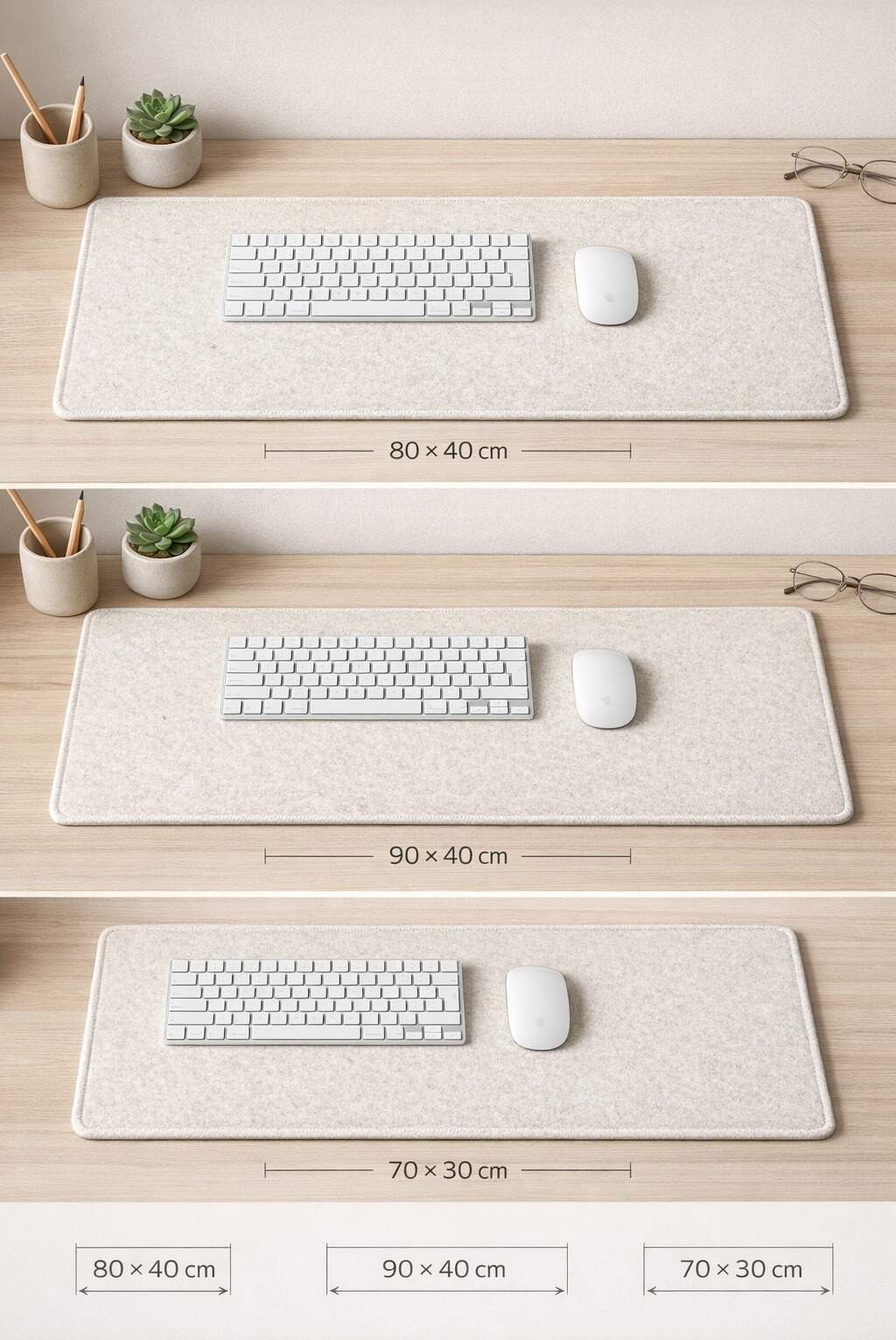Doğal Yün Desk Mat - 80 × 40 cm